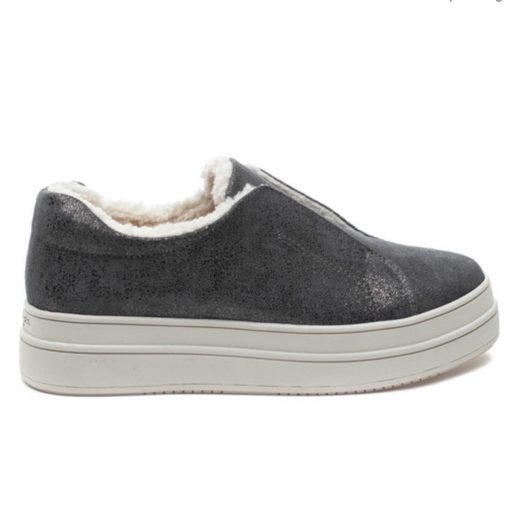 NWT J/SLIDES NADA Pewter Metallic Leather Sneaker